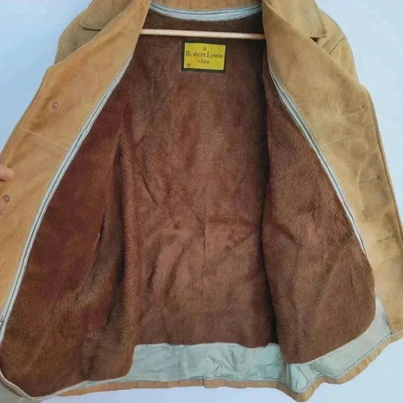Robert Lewis Tan Suede Ranch Coat Jacket Chore Removable Liner Vest Men's 40 - Picture 6 of 13